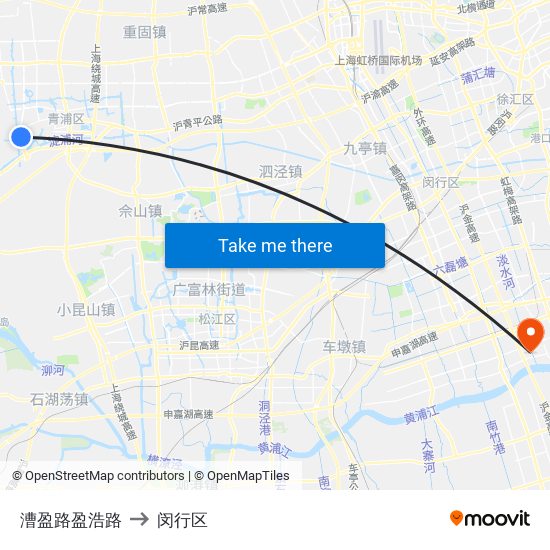 漕盈路盈浩路 to 闵行区 map