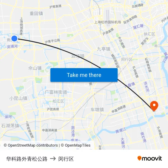 华科路外青松公路 to 闵行区 map