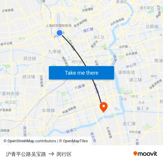 沪青平公路吴宝路 to 闵行区 map