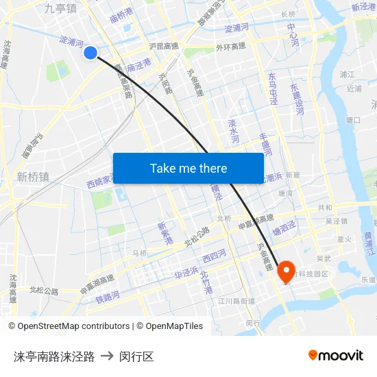 涞亭南路涞泾路 to 闵行区 map