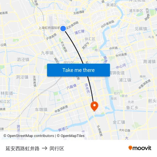 延安西路虹井路 to 闵行区 map