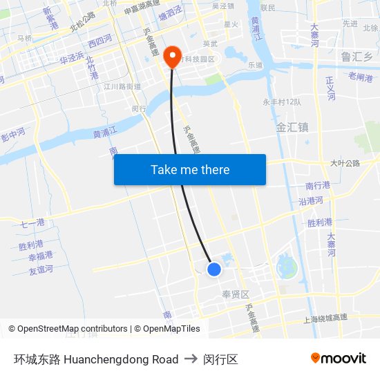 环城东路 Huanchengdong Road to 闵行区 map