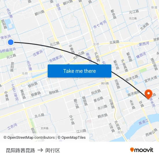 昆阳路茜昆路 to 闵行区 map