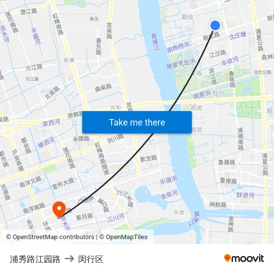 浦秀路江园路 to 闵行区 map