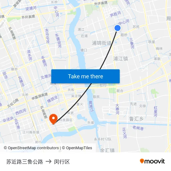 苏近路三鲁公路 to 闵行区 map