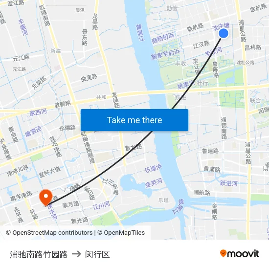 浦驰南路竹园路 to 闵行区 map