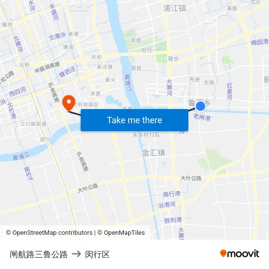 闸航路三鲁公路 to 闵行区 map