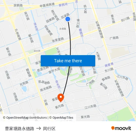 曹家塘路永德路 to 闵行区 map