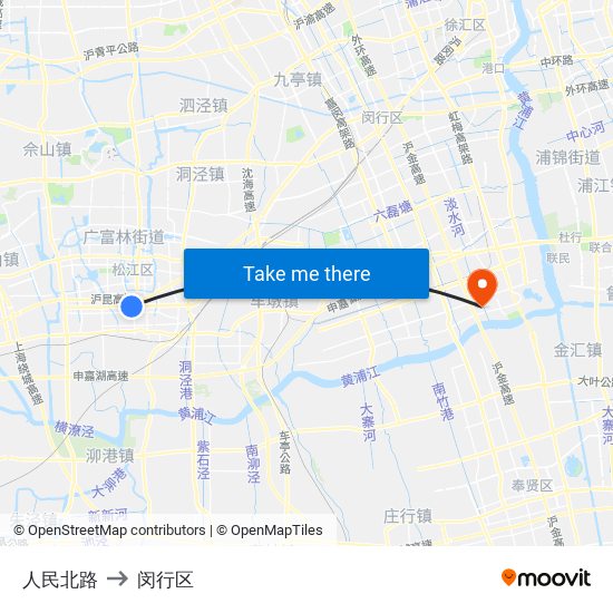 人民北路 to 闵行区 map