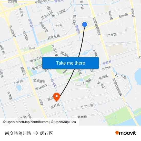尚义路剑川路 to 闵行区 map