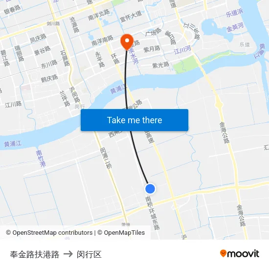 奉金路扶港路 to 闵行区 map