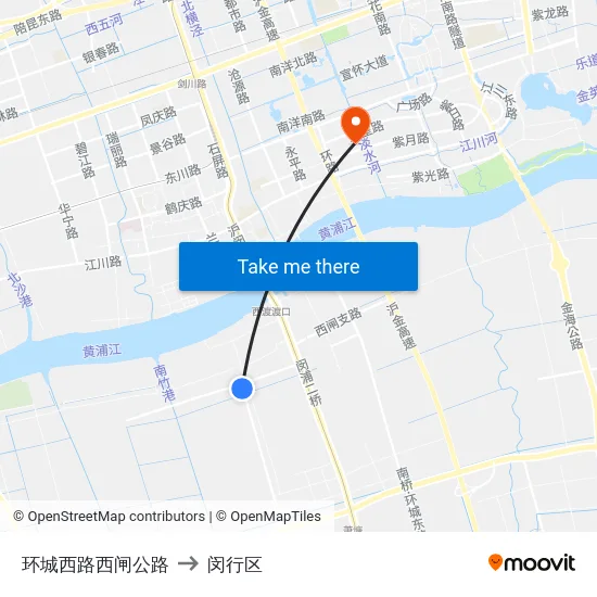 环城西路西闸公路 to 闵行区 map
