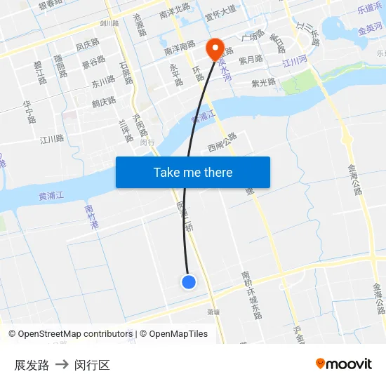 展发路 to 闵行区 map
