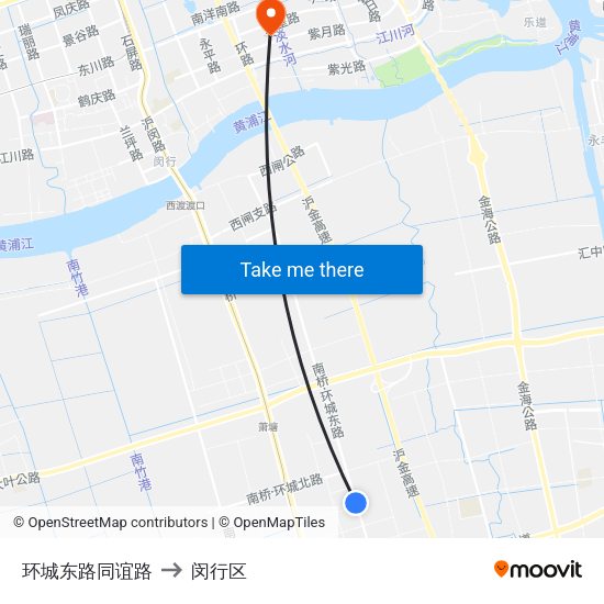 环城东路同谊路 to 闵行区 map