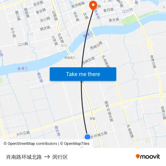 肖南路环城北路 to 闵行区 map