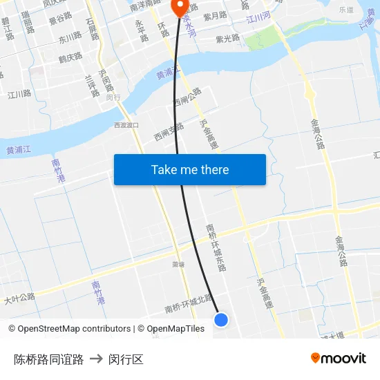 陈桥路同谊路 to 闵行区 map