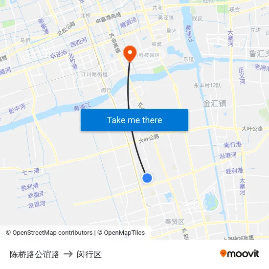 陈桥路公谊路 to 闵行区 map