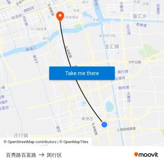 百秀路百富路 to 闵行区 map