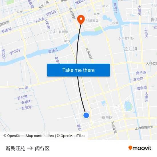 新民旺苑 to 闵行区 map