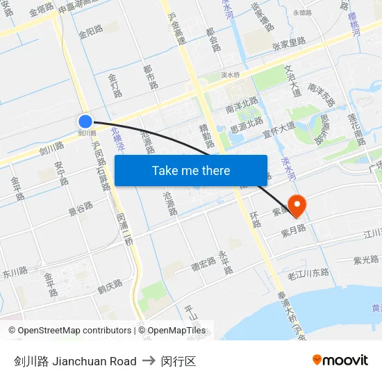 剑川路 Jianchuan Road to 闵行区 map