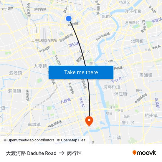大渡河路 Daduhe Road to 闵行区 map