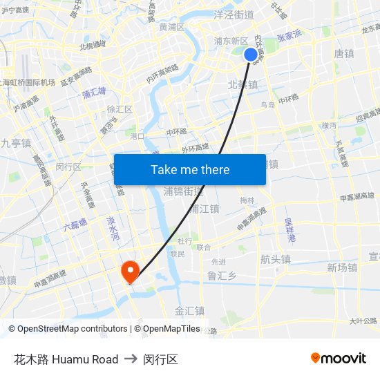 花木路 Huamu Road to 闵行区 map