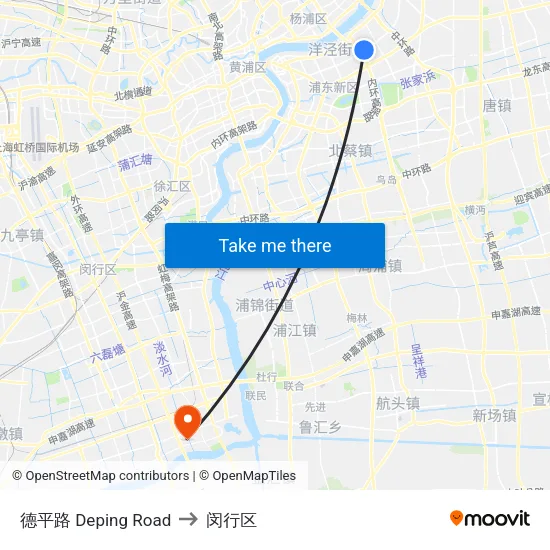 德平路 Deping Road to 闵行区 map