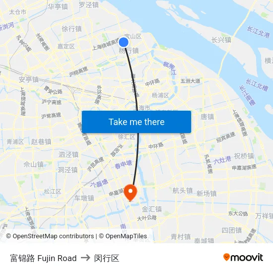 富锦路 Fujin Road to 闵行区 map