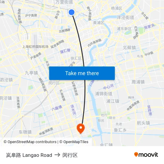 岚皋路 Langao Road to 闵行区 map
