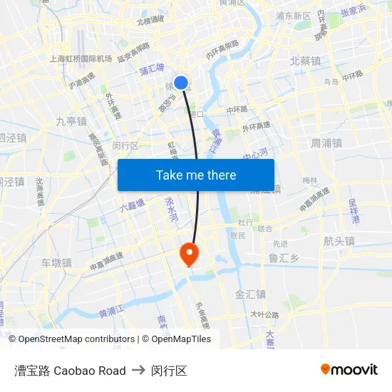 漕宝路 Caobao Road to 闵行区 map