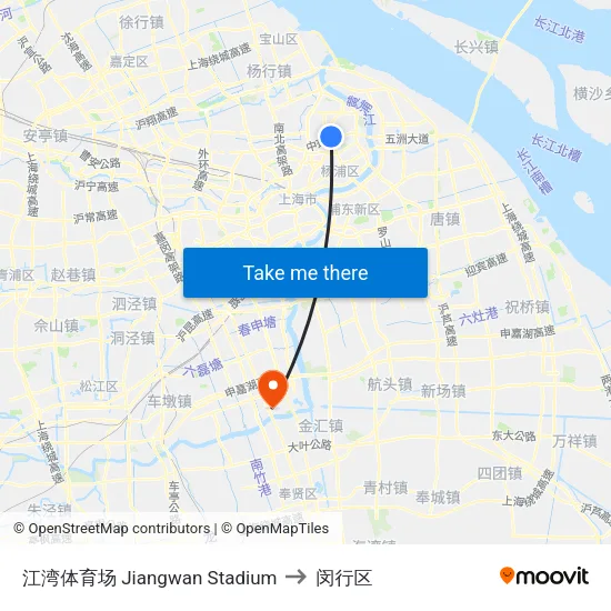 江湾体育场 Jiangwan Stadium to 闵行区 map