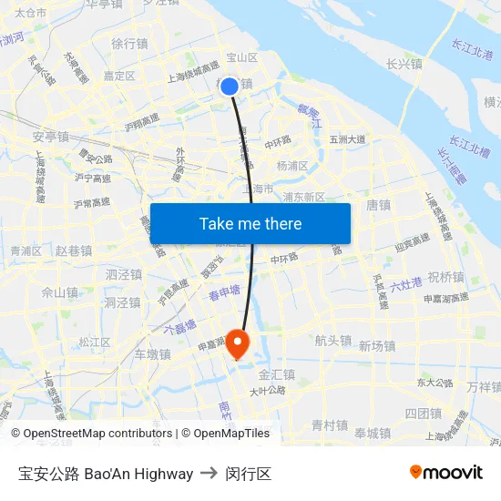 宝安公路 Bao'An Highway to 闵行区 map