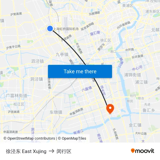 徐泾东 East Xujing to 闵行区 map