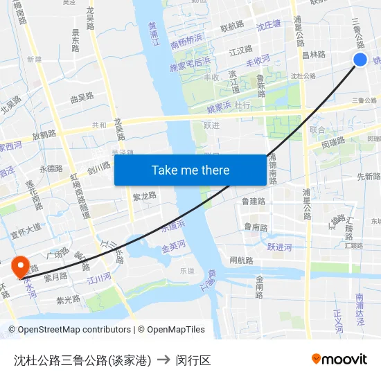 沈杜公路三鲁公路(谈家港) to 闵行区 map