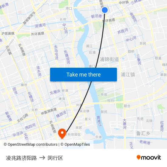凌兆路济阳路 to 闵行区 map
