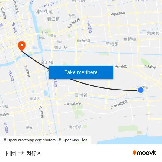 四团 to 闵行区 map