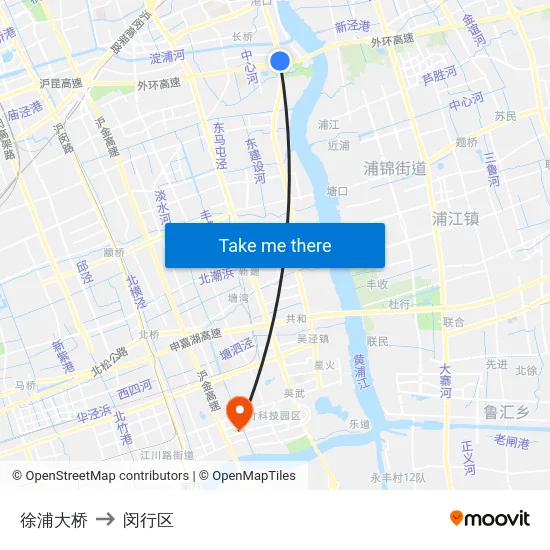 徐浦大桥 to 闵行区 map