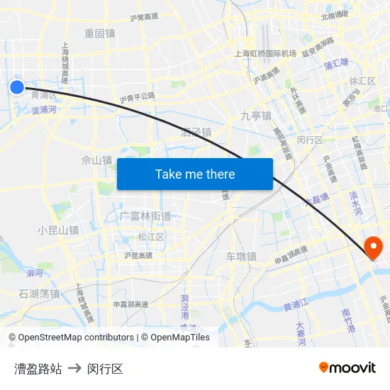 漕盈路站 to 闵行区 map