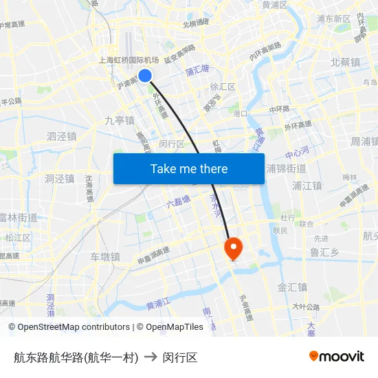 航东路航华路(航华一村) to 闵行区 map