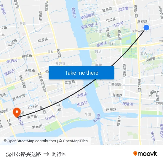 沈杜公路兴达路 to 闵行区 map