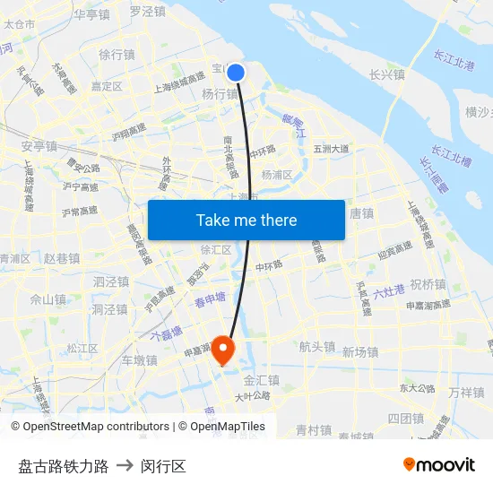 盘古路铁力路 to 闵行区 map
