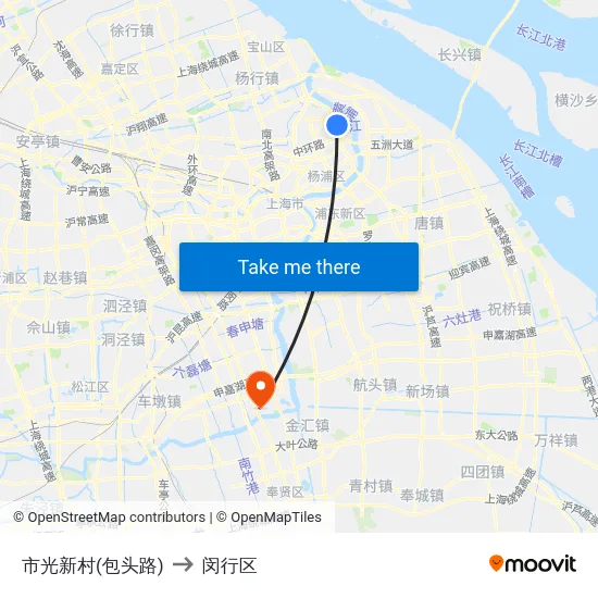 市光新村(包头路) to 闵行区 map