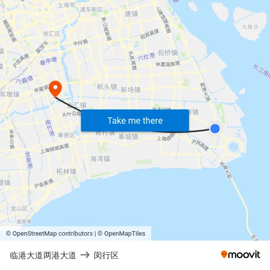 临港大道两港大道 to 闵行区 map