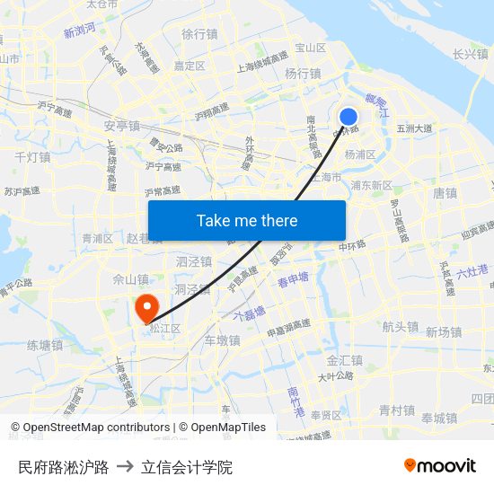 民府路淞沪路 to 立信会计学院 map