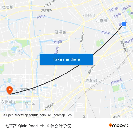 七莘路 Qixin Road to 立信会计学院 map