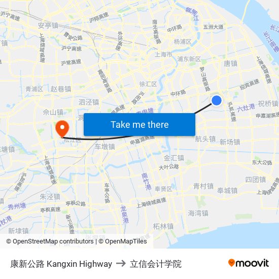 康新公路 Kangxin Highway to 立信会计学院 map