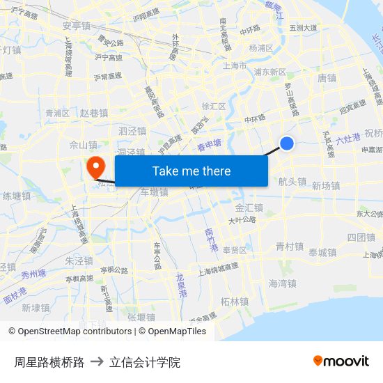 周星路横桥路 to 立信会计学院 map