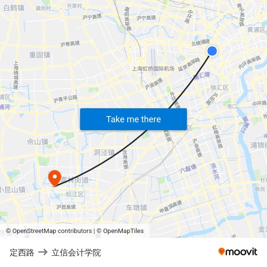 定西路 to 立信会计学院 map