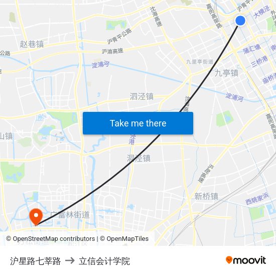 沪星路七莘路 to 立信会计学院 map