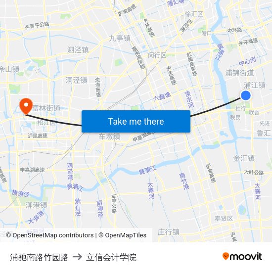 浦驰南路竹园路 to 立信会计学院 map